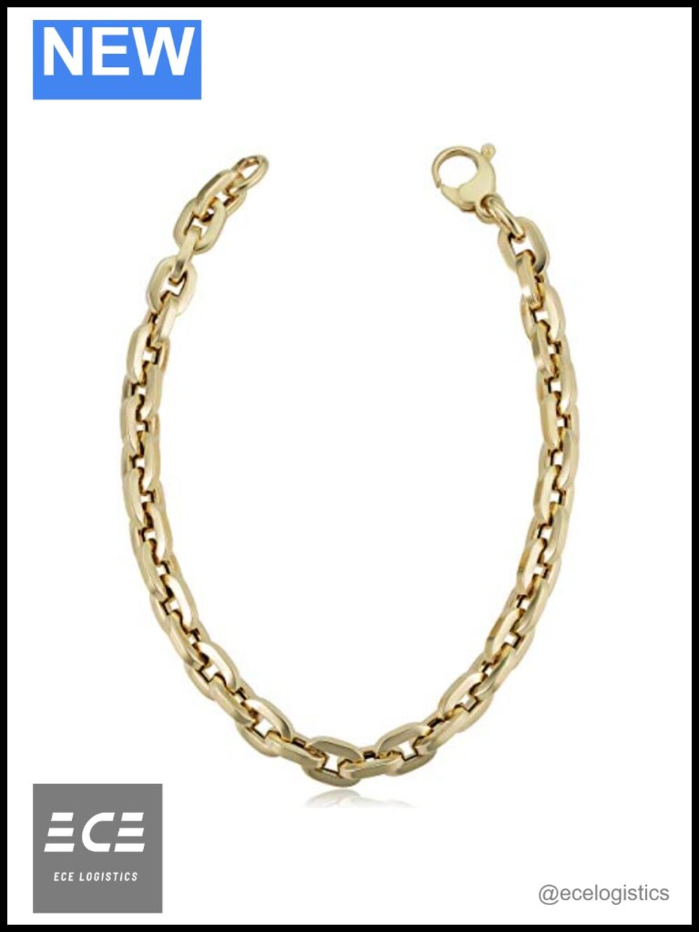 14k Yellow Gold Polished Square Link Bracelet 6mm 8 Inch Lobster Clasp